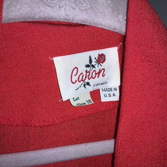Vintage Caron Chicago Red Double Breasted Short Sleeved Dress Sz 10 - Picture 4 of 6